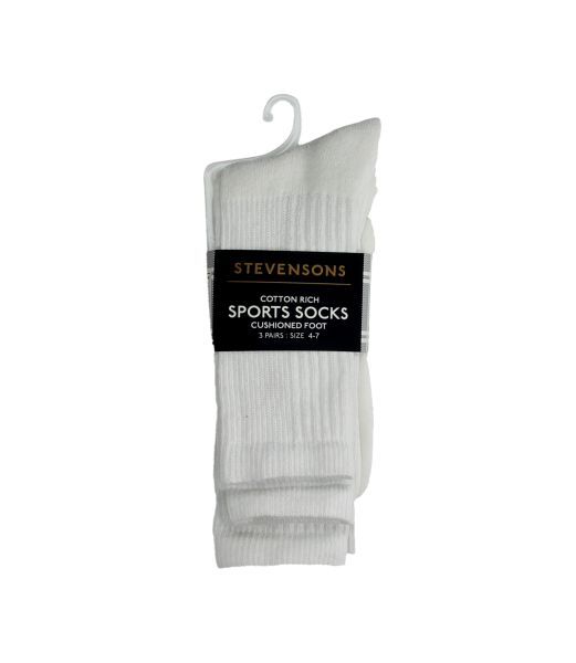 WHITE 3 PACK SPORTS ANKLE SOCKS Image