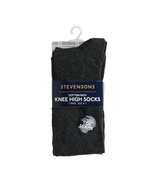 CHARCOAL 2 PACK KNEE HIGH SOCKS Image