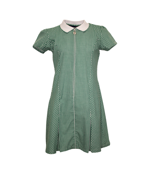 GREEN ZIP FRONT GINGHAM DRESS Image