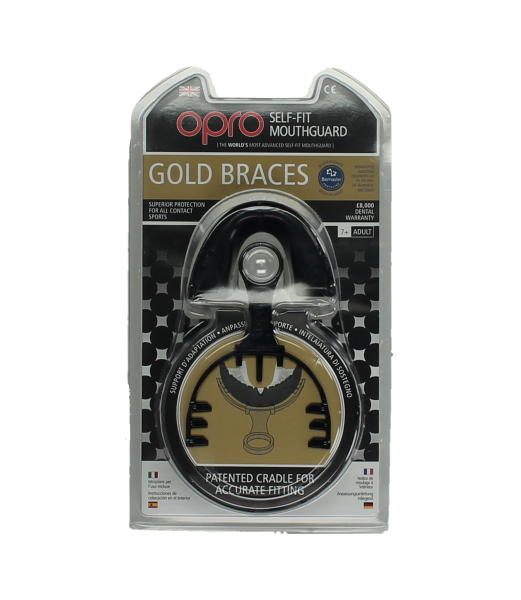 BLACK OPRO MOUTH GUARD GOLD BRACES Image