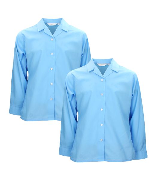 BLUE BLOUSES OPEN NECK LONG SLEEVE Image