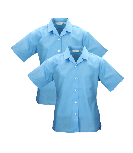 BLUE BLOUSES OPEN NECK SHORT SLEEVE Image