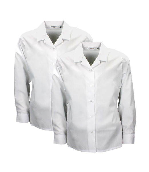 WHITE BLOUSES OPEN NECK LONG SLEEVE Image