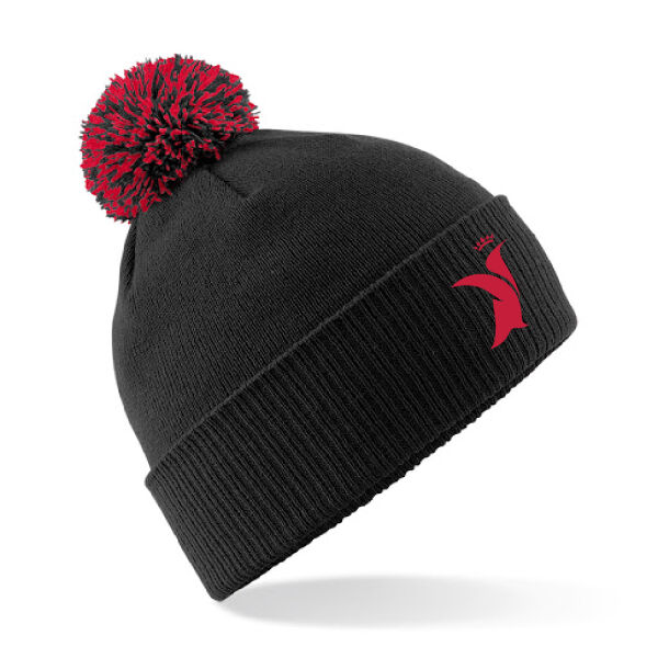UOD PENGUIN VARSITY BOBBLE HAT - BLACK/CLASSIC RED Image